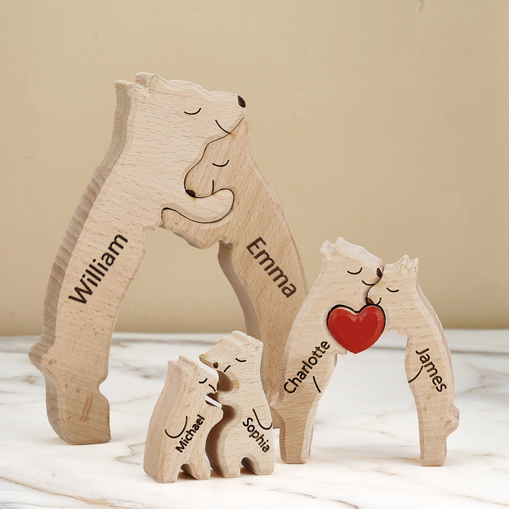 Handmade OOAK Wooden Puzzle Stands Up 6 Pieces Bears Oklahoma