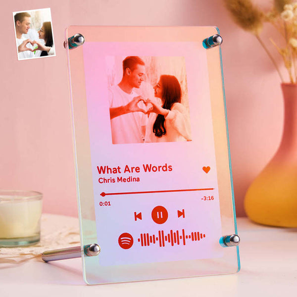 Scannable Spotify Code Photo Transparent Gradient Color Frame Personalized Laser Colorful Acrylic Plaque  Valentine's Day Gifts