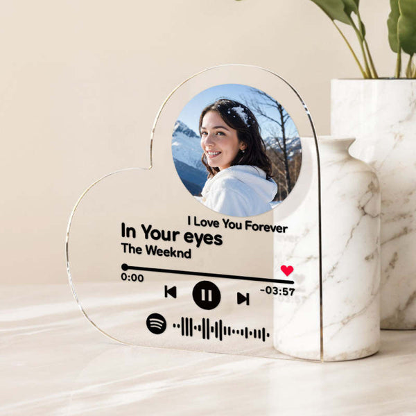 Custom Clear Acrylic Spotify Code Plaque Personalized Heart-Shaped Plaque Gift