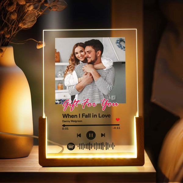 Gift for You Personalized Photo Acrylic Song Plaque Custom Spotify Plaque Night Light Lamp With Spotify Code