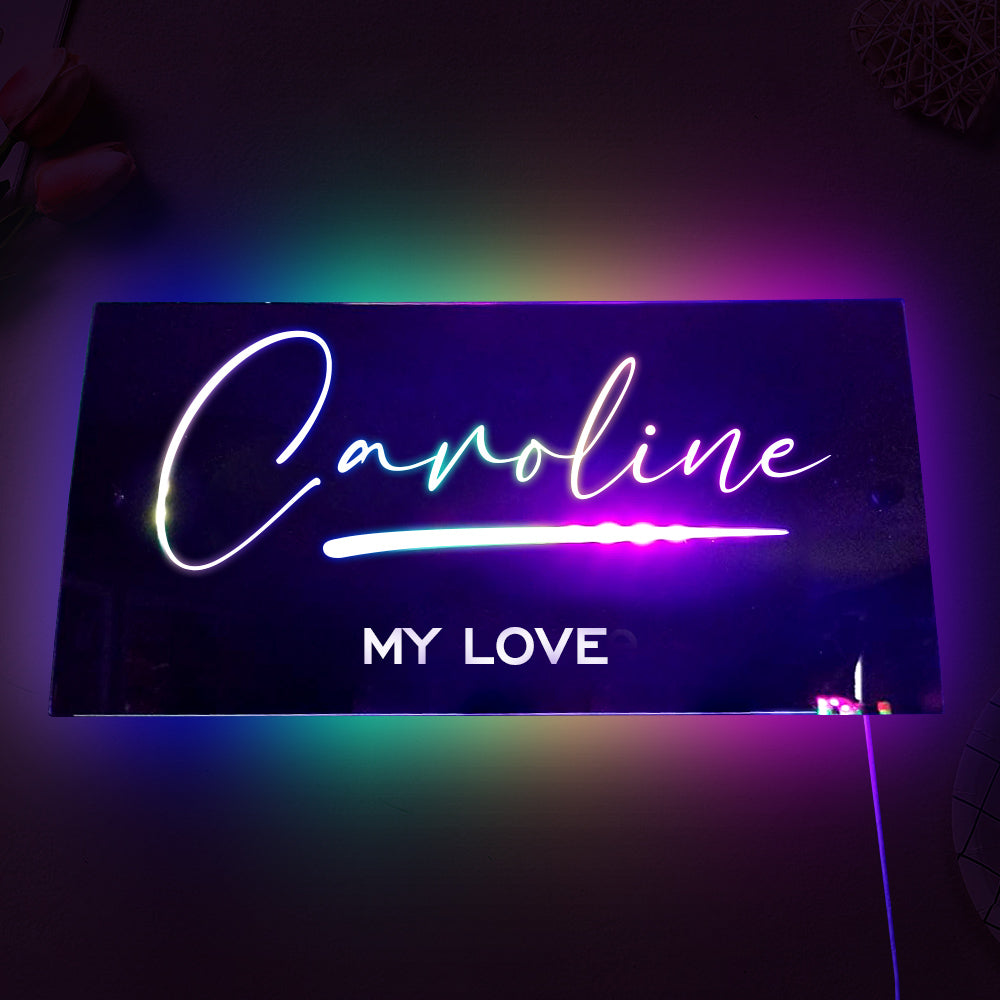 Personalized Name Mirror Light For Bedroom LED Light Up Mirror for Wall,  Custom Mirror Neon Signs Wall Decor, Custom Name Sign for Bedroom,Christmas