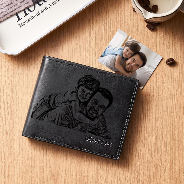 Personalized Photo Engraved Men's Flip Wallet Black - Myphotowallet