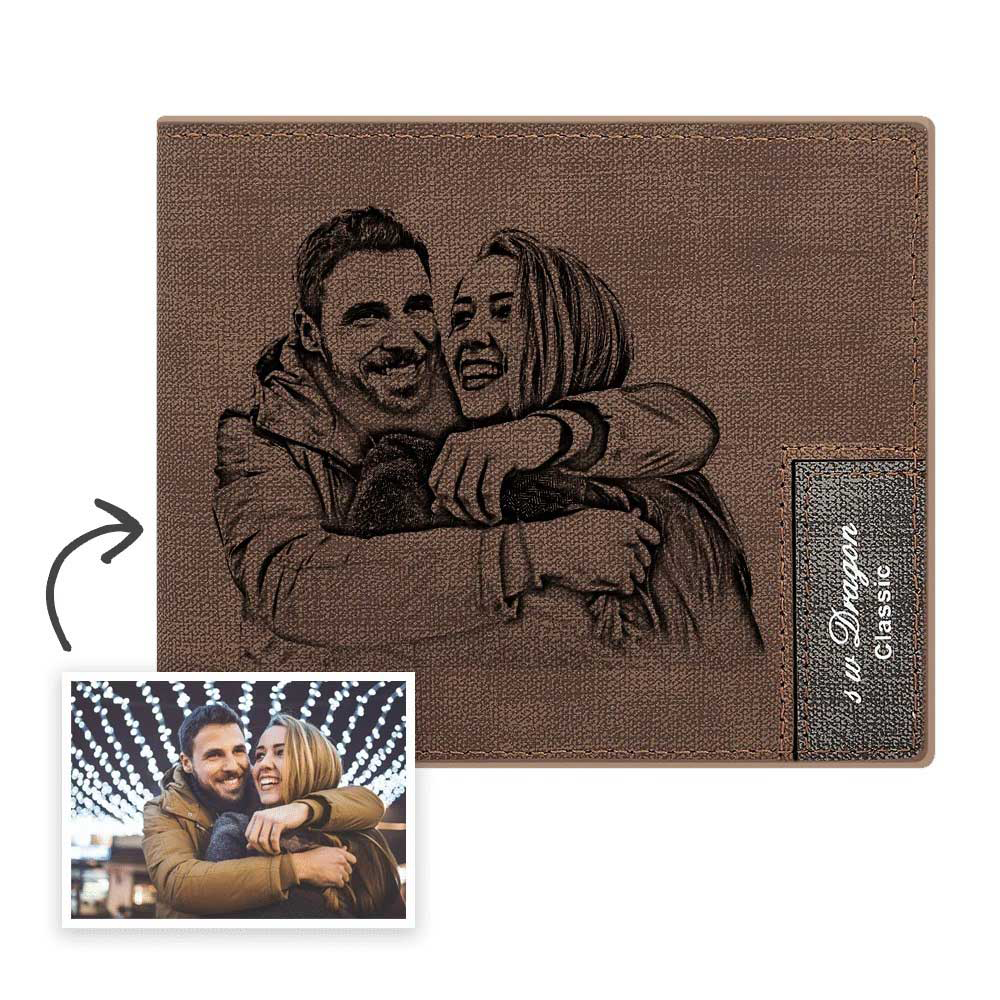 Custom Photo Engraved Wallet  Personalized Men's Short Wallet -  MyPhotoWallet