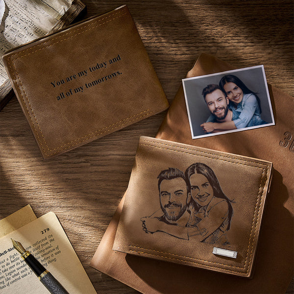 Custom Engraved Photo Wallet Men's Father's Gifts