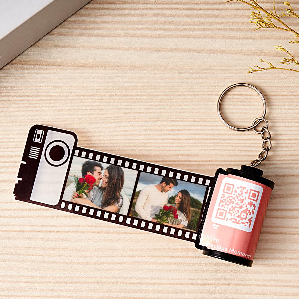 Scannable QR Code Colorful Shell Film Roll Keychain With Your Photo Camera  Keychain Valentine's Day Gift - MyPhotoWallet