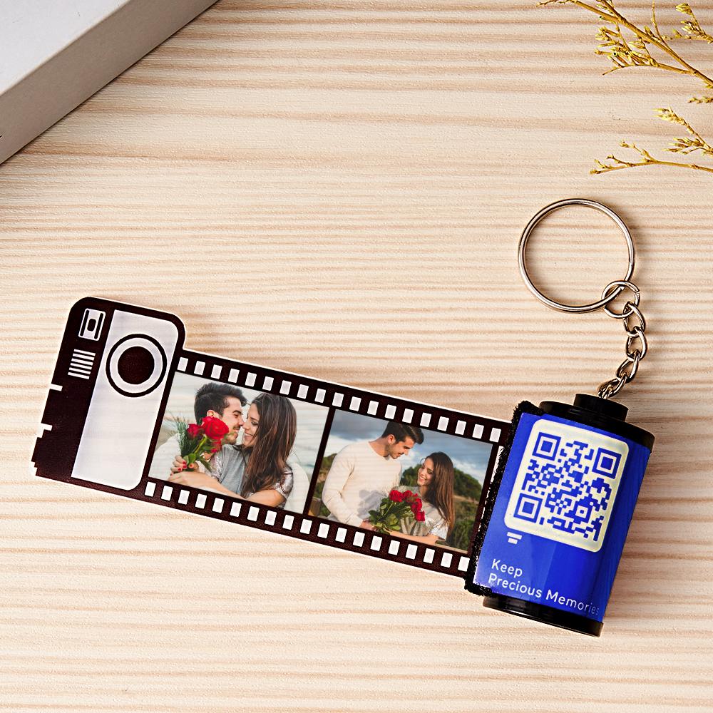 Scannable QR Code Colorful Shell Film Roll Keychain With Your