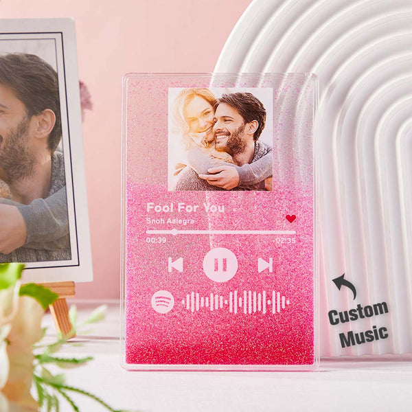 Scannable Spotify Code Quicksand Plaque Keychain Lamp Music and Photo Acrylic Gifts for Her - Myphotowallet