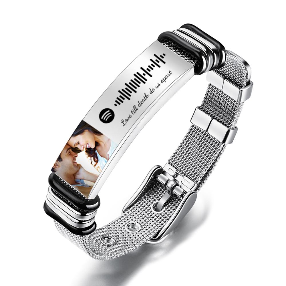 Gift for Him Photo Bracelet Spotify Code Bracelet Metal Bracelet Scann -  MyPhotoWallet