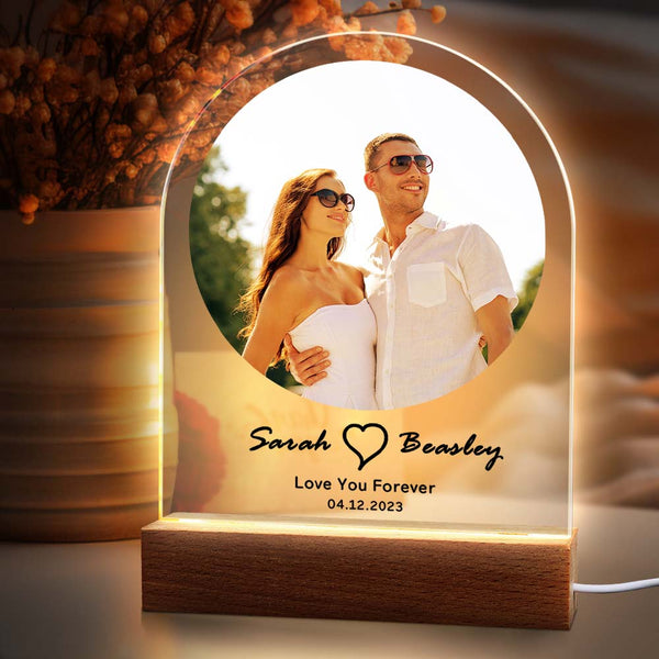 Anniversary Gift Custom Photo Night Light Save Our Date Personalized Lamp Home Decor