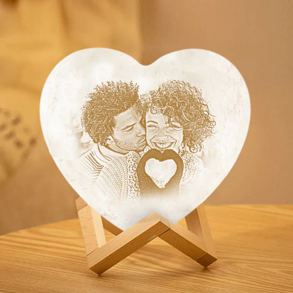 Valentine's Day Gifts Custom Photo Moon Lamp Heart Lamp Personalized Night Light 3D Printed (10-15cm) Gifts For Her