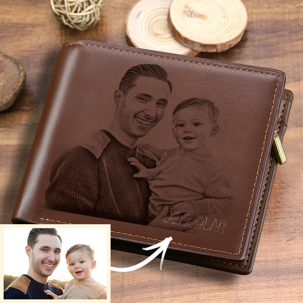 Father's Day Gifts For Men Personalized Photo Wallet For Men Custom Photo Engraved Wallet for Dad