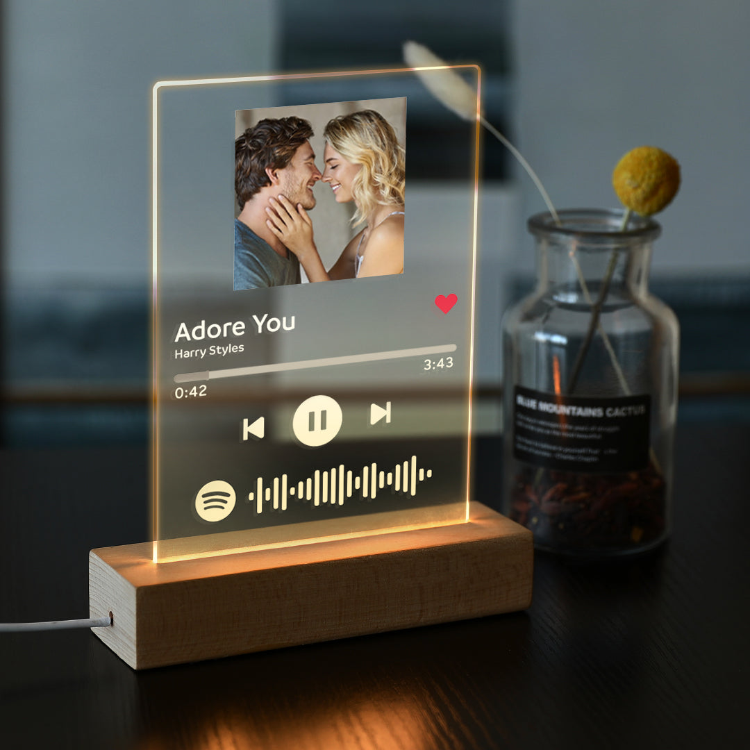 Anniversary Gifts Spotify Glass Night Light Custom Spotify Gifts Music  Plaque Photo Lamp - MyPhotoWallet